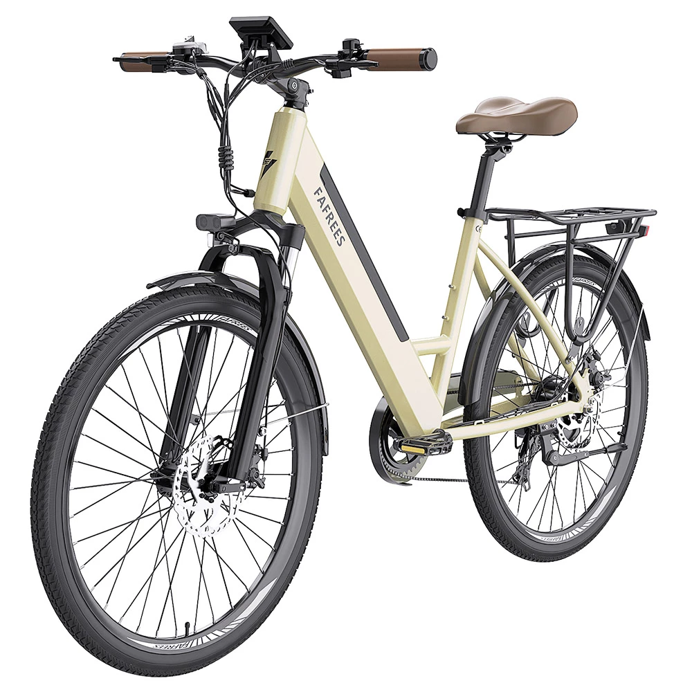 FAFREES F26 Pro City E-Bike 26 Inch Step-through Electric Bicycle 25Km/h 250W Motor 36V 10Ah Embedded Removable Battery Shimano 7 Speed Dual Disc Brakes APP Connect - Golden 7 FAFREES F26 Pro City E-Bike 26 Inch Step-through Electric Bicycle 25Km/h 250W Motor 36V 10Ah Embedded Removable Battery Shimano 7 Speed Dual Disc Brakes APP Connect - Golden - Image 5