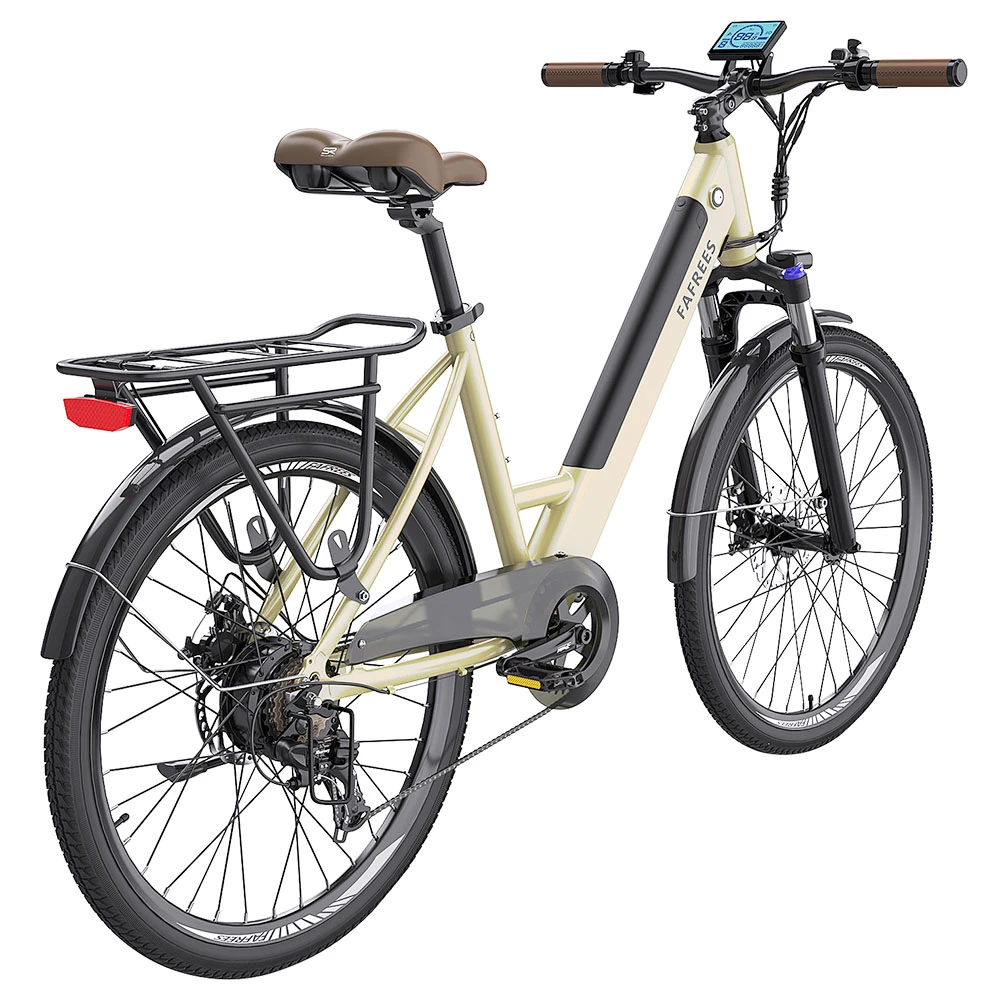 FAFREES F26 Pro City E-Bike 26 Inch Step-through Electric Bicycle 25Km/h 250W Motor 36V 10Ah Embedded Removable Battery Shimano 7 Speed Dual Disc Brakes APP Connect - Golden 8 FAFREES F26 Pro City E-Bike 26 Inch Step-through Electric Bicycle 25Km/h 250W Motor 36V 10Ah Embedded Removable Battery Shimano 7 Speed Dual Disc Brakes APP Connect - Golden - Image 6