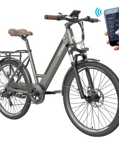 FAFREES F26 Pro City E-Bike 26 Inch Step-through Electric Bicycle 25Km/h 250W Motor 36V 10Ah Embedded Removable Battery Shimano 7 Speed Dual Disc Brakes APP Connect - Grey