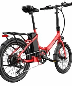 FAFREES F20 Light Folding City E-bike 20*1.95 Inch Tire 36V 250W Motor 25Km/h Max Speed 14.5Ah Battery Shimano 7-Speed Gear IPX4 Waterproof - Red -rockbros-shop FAFREES FF20 Light Folding City E bike Red 519504 4