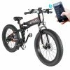 FAFREES FF91 Electric Folding Mountain Bike 26*4.0 Inch Fat Tire 1000W Motor 35Km/h Max Speed 48V 10Ah Battery Shimano 21 Speed 90KM Max Range Dual Disc Brake APP Control 2 FAFREES FF91 Electric Folding Mountain Bike 26*4.0 Inch Fat Tire 1000W Motor 35Km/h Max Speed 48V 10Ah Battery Shimano 21 Speed 90KM Max Range Dual Disc Brake APP Control -rockbros-shop FAFREES FF91 1000W 26 Inch Fat Tire Electric Bike 504830 0