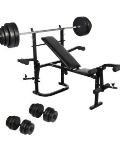 Folding Weight Bench Dumbbell Barbell Set Home Gym
