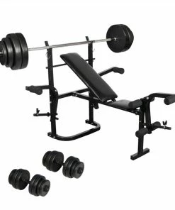 Folding Weight Bench Dumbbell Barbell Set Home Gym