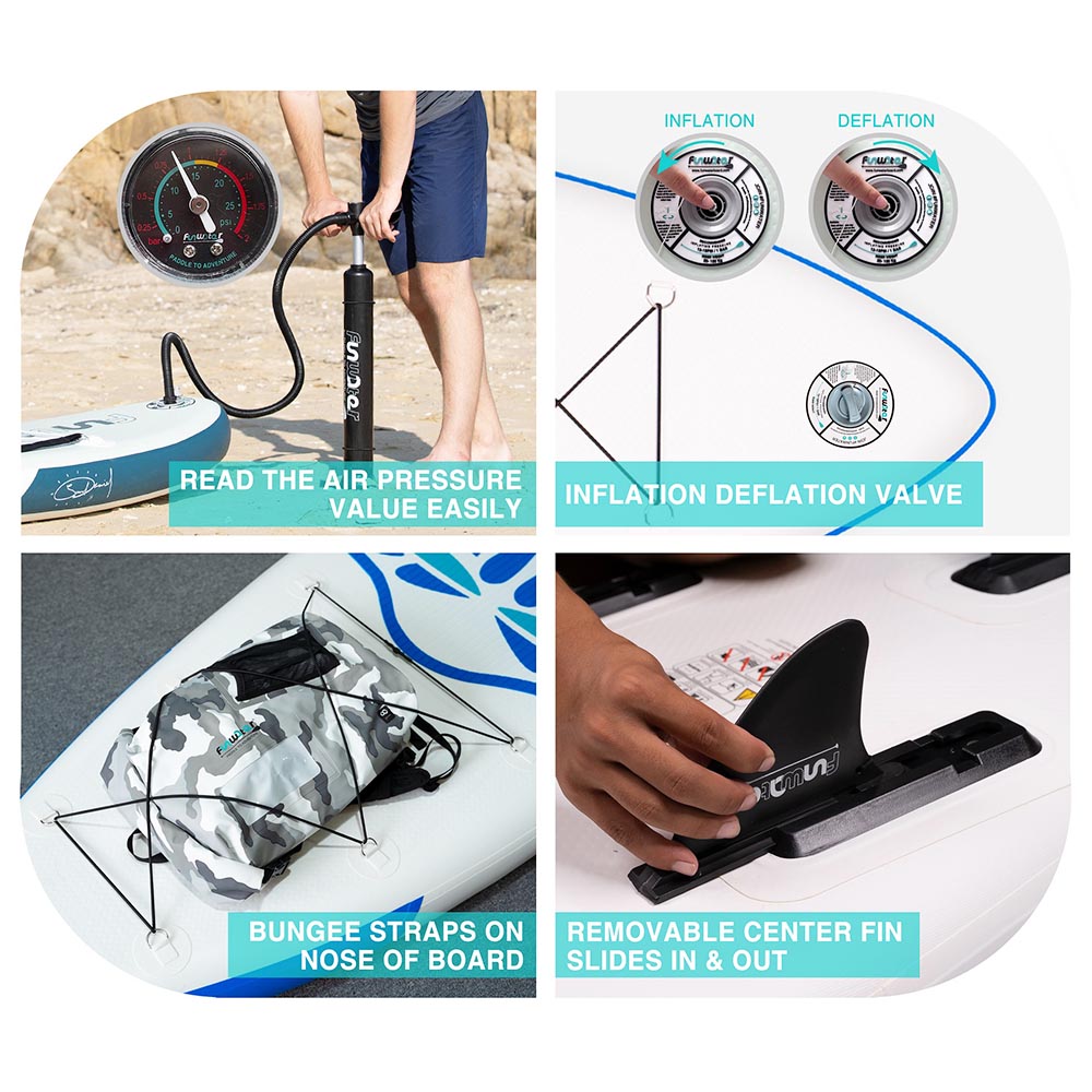 FunWater Cruise SUPFW02A Inflatable Stand Up Paddle Board 335x84x15cm Ultra-Light for All Levels with 10L Dry Bag Travel Backpack - Blue FunWater Cruise SUPFW02A Inflatable Stand Up Paddle Board 335x84x15cm Ultra-Light For All Levels With 10L Dry Bag Travel Backpack - Blue -rockbros-shop FunWater Cruise 335x84x15cm Inflatable SUP Board 500272 5