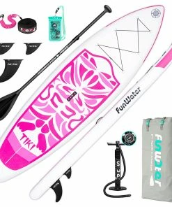 FunWater Cruise SUPFW02B Inflatable Stand Up Paddle Board 335x84x15cm Ultra-Light For All Levels With 10L Dry Bag Travel Backpack - Pink