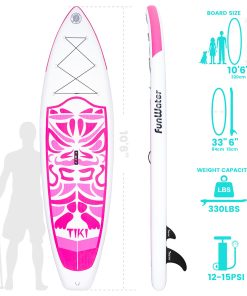 FunWater Cruise SUPFW02B Inflatable Stand Up Paddle Board 335x84x15cm Ultra-Light For All Levels With 10L Dry Bag Travel Backpack - Pink 6 FunWater Cruise SUPFW02B Inflatable Stand Up Paddle Board 335x84x15cm Ultra-Light For All Levels With 10L Dry Bag Travel Backpack - Pink -rockbros-shop FunWater Cruise 335x84x15cm Inflatable SUP Board 500273 4