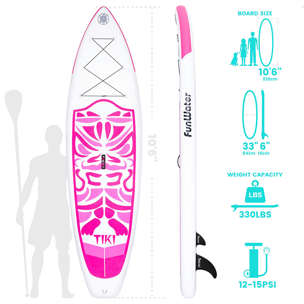 FunWater Cruise SUPFW02B Inflatable Stand Up Paddle Board 335x84x15cm Ultra-Light for All Levels with 10L Dry Bag Travel Backpack - Pink FunWater Cruise SUPFW02B Inflatable Stand Up Paddle Board 335x84x15cm Ultra-Light For All Levels With 10L Dry Bag Travel Backpack - Pink -rockbros-shop FunWater Cruise 335x84x15cm Inflatable SUP Board 500273 4