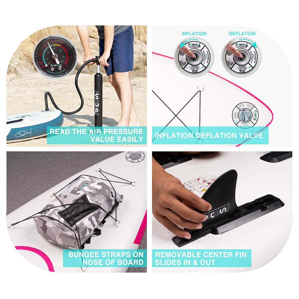 FunWater Cruise SUPFW02B Inflatable Stand Up Paddle Board 335x84x15cm Ultra-Light for All Levels with 10L Dry Bag Travel Backpack - Pink FunWater Cruise SUPFW02B Inflatable Stand Up Paddle Board 335x84x15cm Ultra-Light For All Levels With 10L Dry Bag Travel Backpack - Pink -rockbros-shop FunWater Cruise 335x84x15cm Inflatable SUP Board 500273 5