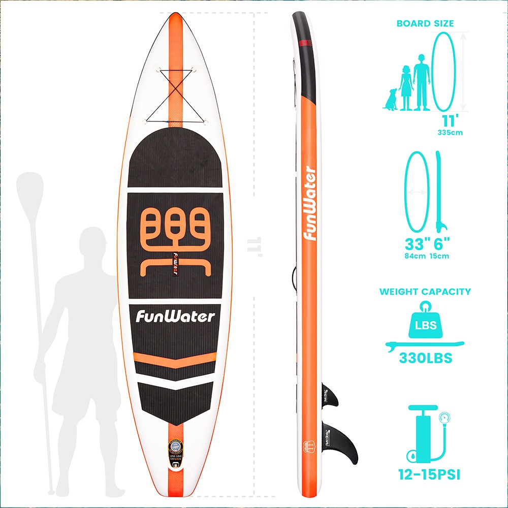 FunWater Cruise SUPFW03A Inflatable Stand Up Paddle Board 335x84x15cm Ultra-Light for All Levels with 10L Dry Bag Travel Backpack FunWater Cruise SUPFW03A Inflatable Stand Up Paddle Board 335x84x15cm Ultra-Light For All Levels With 10L Dry Bag Travel Backpack -rockbros-shop FunWater Cruise 335x84x15cm Inflatable SUP Board 500282 3