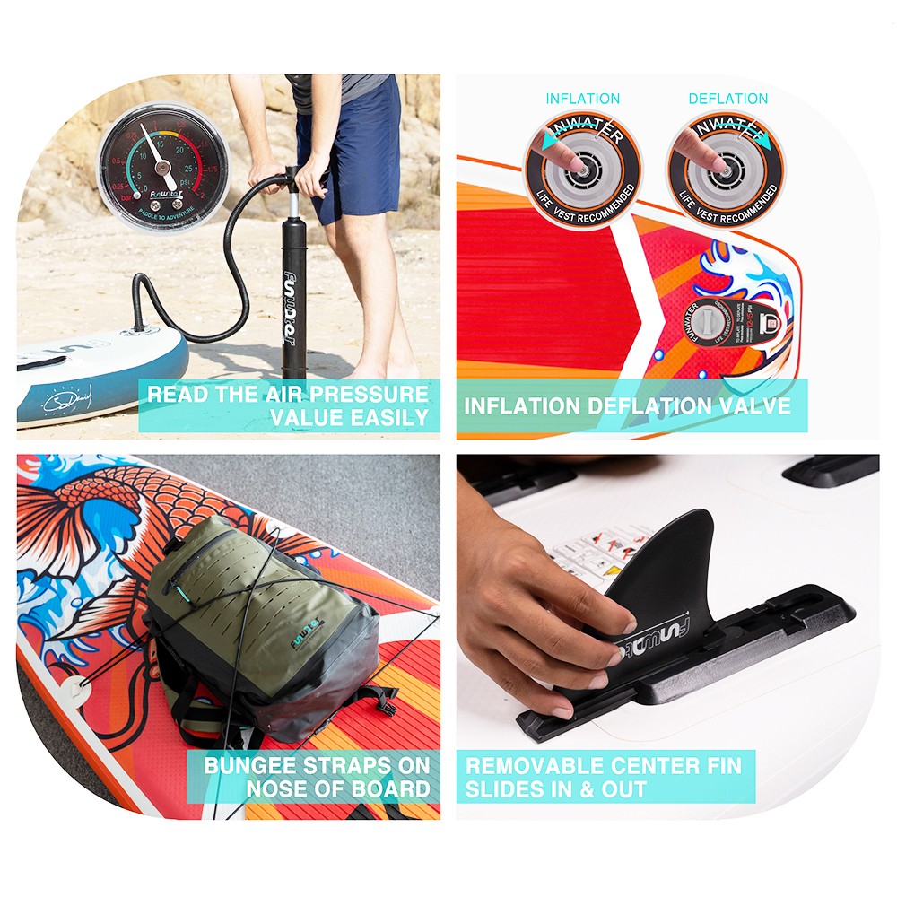 Funwater Racing Roard KOI 350x84x15cm Inflatable Stand Up Paddling Board Maximum Load 150kg with Accessories Funwater Racing Roard KOI 350x84x15cm Inflatable Stand Up Paddling Board Maximum Load 150kg With Accessories -rockbros-shop Funwater Racing Roard KOI 350x84x15cm Inflatable SUP Board 500279 4