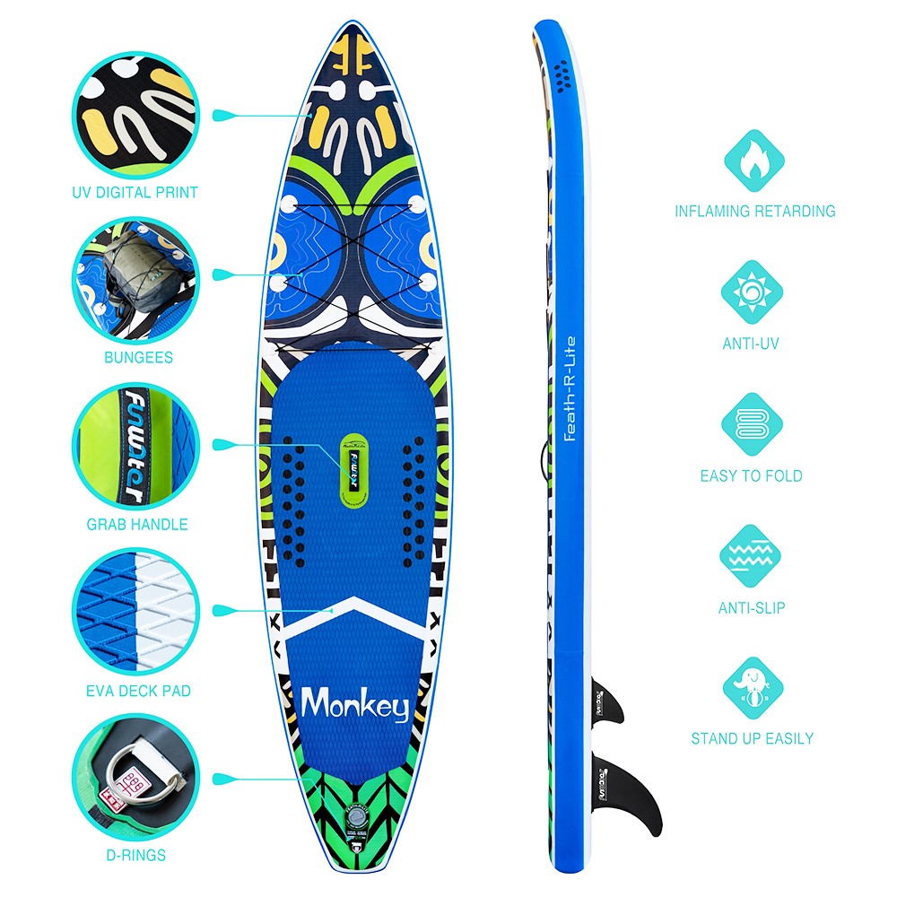 Funwater Racing Roard Monkey 132*33*6 Inch Inflatable Stand Up Paddling Board Maximum Load 150kg with Accessories Funwater Racing Roard Monkey 132*33*6 Inch Inflatable Stand Up Paddling Board Maximum Load 150kg With Accessories -rockbros-shop Funwater Racing Roard Monkey 132 33 6 Inch Inflatable 500278 5