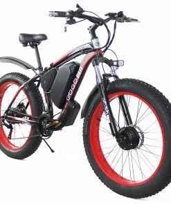 GOGOBEST GF700 26*4.0 Inch Fat Tire Electric Mountain Bike 48V 17.5Ah Battery 2*500W Dual Motor Max Speed 50Km/h 70KM Power-Assisted Range Max Load 200KG IP54 Waterproof Hydraulic Disc Brake MTB Bike 6061 Aluminum Alloy Frame - Black Red