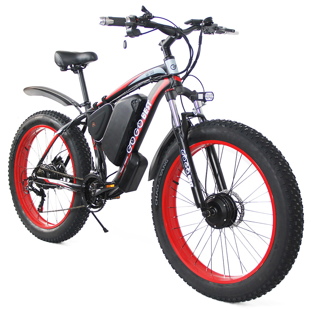 GOGOBEST GF700 26*4.0 Inch Fat Tire Electric Mountain Bike 48V 17.5Ah Battery 2*500W Dual Motor Max Speed 50Km/h 70KM Power-Assisted Range Max Load 200KG IP54 Waterproof Hydraulic Disc Brake MTB Bike 6061 Aluminum Alloy Frame - Black Red GOGOBEST GF700 26*4.0 Inch Fat Tire Electric Mountain Bike 48V 17.5Ah Battery 2*500W Dual Motor Max Speed 50Km/h 70KM Power-Assisted Range Max Load 200KG IP54 Waterproof Hydraulic Disc Brake MTB Bike 6061 Aluminum Alloy Frame - Black Red -rockbros-shop GOGOBEST GF700 Electric Mountain Bike 519219 0