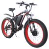 GOGOBEST GF700 26*4.0 Inch Fat Tire Electric Mountain Bike 48V 17.5Ah Battery 2*500W Dual Motor Max Speed 50Km/h 70KM Power-Assisted Range Max Load 200KG IP54 Waterproof Hydraulic Disc Brake MTB Bike 6061 Aluminum Alloy Frame - Black Red -rockbros-shop GOGOBEST GF700 Electric Mountain Bike 519220 0
