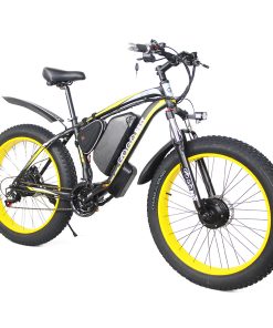 GOGOBEST GF700 26*4.0 Inch Fat Tire Electric Mountain Bike 48V 17.5Ah Battery 2*500W Dual Motor Max Speed 50Km/h 70KM Power-Assisted Range Max Load 200KG IP54 Waterproof Hydraulic Disc Brake MTB Bike 6061 Aluminum Alloy Frame - Black Yellow