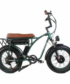 GOGOBEST GF750 Electric Bicycle 1000W*2 Dual Motors 50Km/h Max Speed 48V 17.5Ah Battery 20*4.0 Inch Fat Tire Shimano 7-Speed Gear With USB Phone Charging 200KG Max Load - Army Green