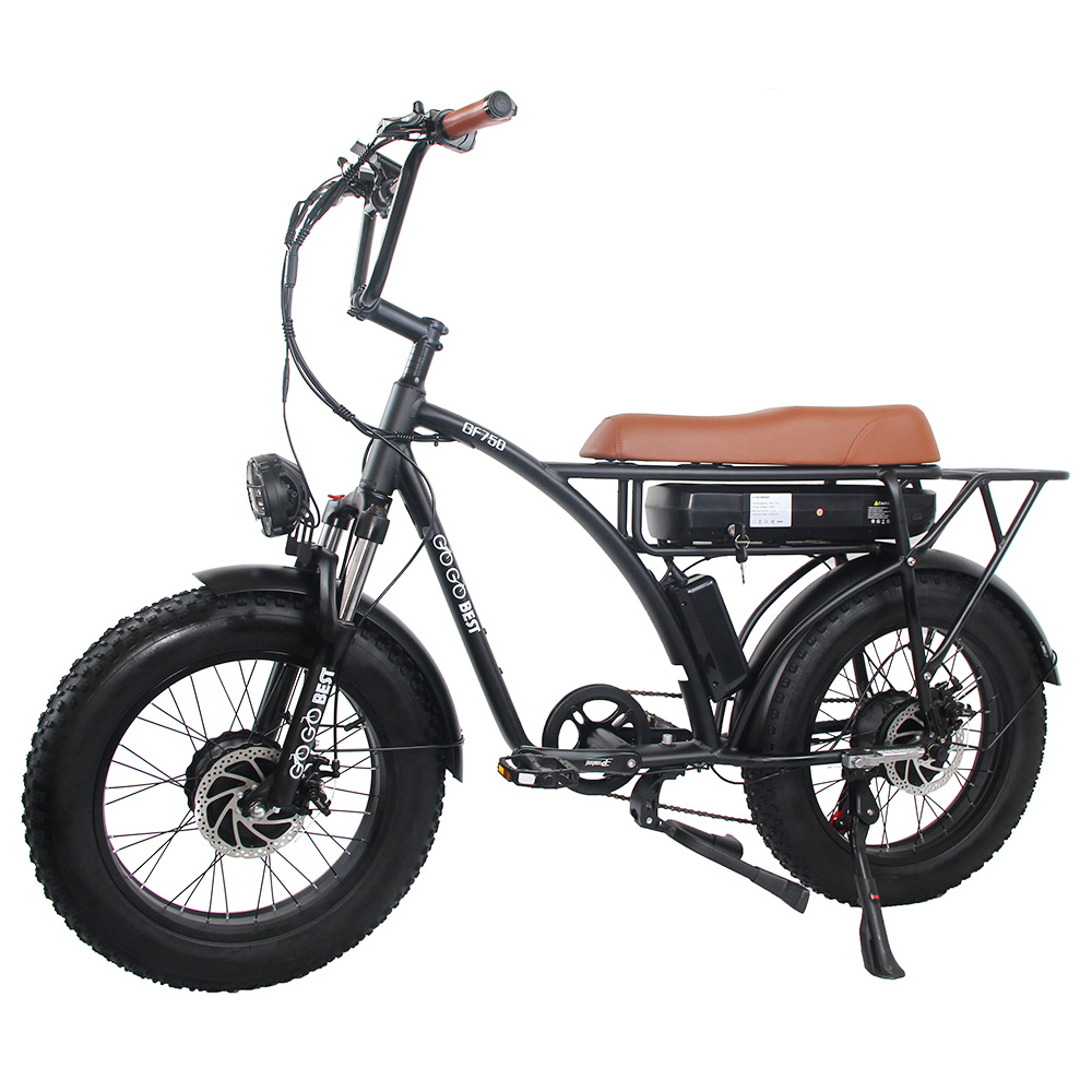 GOGOBEST GF750 Electric Retro Bicycle 20*4.0 Inch Fat Tire 1000W*2 Dual Motors 50Km/h Max Speed 48V 17.5Ah Battery 80KM Range Shimano 7-Speed Gear with USB Phone Charging 200KG Max Load - Black GOGOBEST GF750 Electric Retro Bicycle 20*4.0 Inch Fat Tire 1000W*2 Dual Motors 50Km/h Max Speed 48V 17.5Ah Battery 80KM Range Shimano 7-Speed Gear With USB Phone Charging 200KG Max Load - Black -rockbros-shop GOGOBEST GF750 Electric Bicycle 1000W 2 Dual Motors Black 519210 5