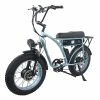 GOGOBEST GF750 Electric Retro Bicycle 20*4.0 Inch Fat Tire 1000W*2 Dual Motors 50Km/h Max Speed 48V 17.5Ah Battery 80KM Range Shimano 7-Speed Gear With USB Phone Charging 200KG Max Load - Blue -rockbros-shop GOGOBEST GF750 Electric Bicycle 1000W 2 Dual Motors Blue 519212 2