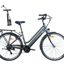 GOGOBEST GM28 Electric Bike 36V 350W Motor 32km/h Max Speed 10.4Ah Battery 60-80km Range Shimano 7 Speed Gear 120kg Load - Grey