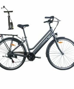 GOGOBEST GM28 Electric Bike 36V 350W Motor 32km/h Max Speed 10.4Ah Battery 60-80km Range Shimano 7 Speed Gear 120kg Load - Grey