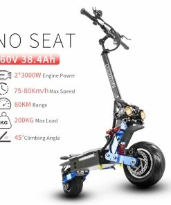 GOGOTOPS GS8 Electric Scooter 3000W*2 Dual Motors 80Km/h Max Speed 60V 38.4Ah Battery 10 Inch Pneumatic Road Tire 80Km Range 200KG Max Load Dual Shock Absorbers -rockbros-shop GOGOTOPS GS8 Electric Scooter 3000W 2 Dual Motors Without Seat 515193 1