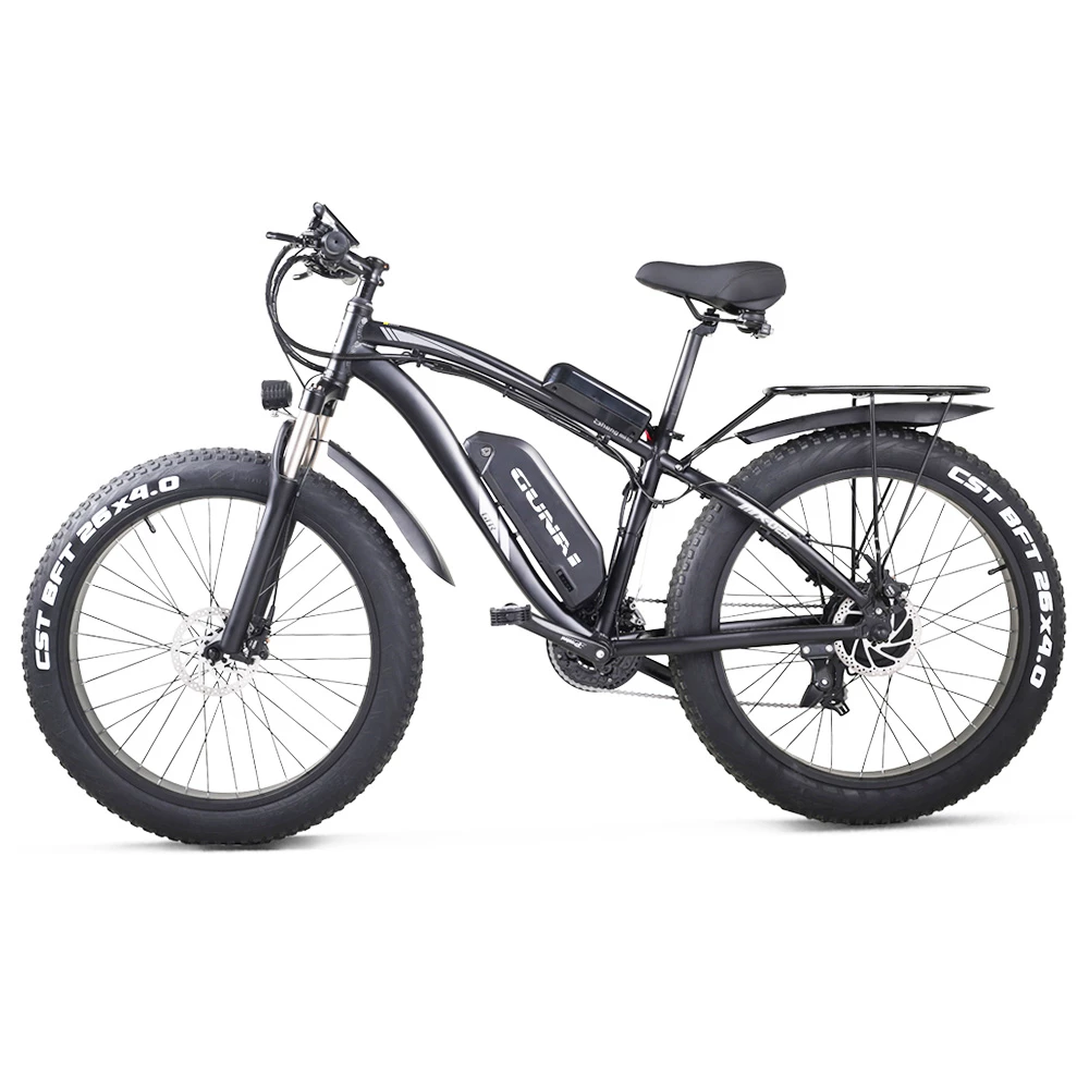 GUNAI MX02S Electric Bicycle 26*4.0 Inch Fat Tires 1000W 48V 17Ah 40Km/h Max Speed 40-50km Mileage Range 150KG Max Load Shimano 7 Speed - Black 4 GUNAI MX02S Electric Bicycle 26*4.0 Inch Fat Tires 1000W 48V 17Ah 40Km/h Max Speed 40-50km Mileage Range 150KG Max Load Shimano 7 Speed - Black - Image 2