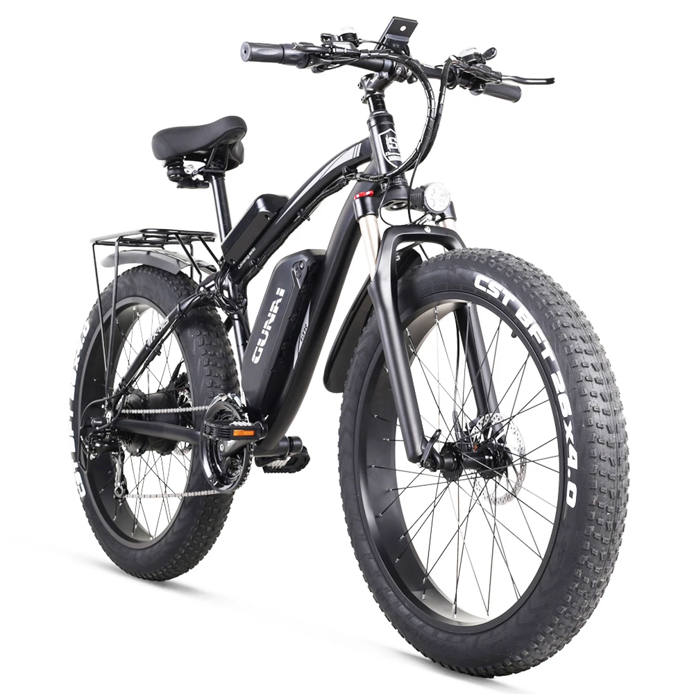GUNAI MX02S Electric Bicycle 26*4.0 Inch Fat Tires 1000W 48V 17Ah 40Km/h Max Speed 40-50km Mileage Range 150KG Max Load Shimano 7 Speed - Black 6 GUNAI MX02S Electric Bicycle 26*4.0 Inch Fat Tires 1000W 48V 17Ah 40Km/h Max Speed 40-50km Mileage Range 150KG Max Load Shimano 7 Speed - Black - Image 4