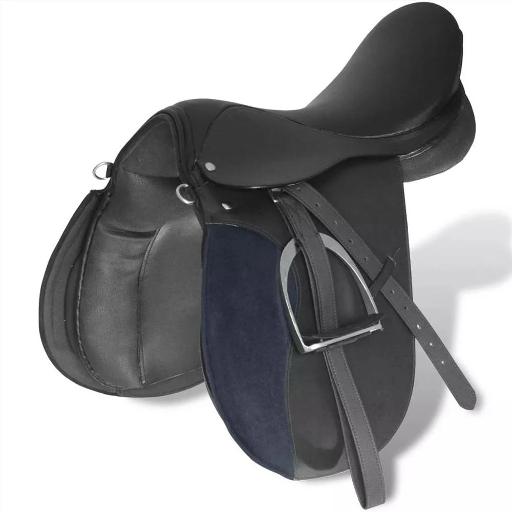 Horse Riding Saddle Set 17.5" Real Leather Black 18 Cm 5-in-1 6 Horse Riding Saddle Set 17.5" Real Leather Black 18 Cm 5-in-1 - Image 4