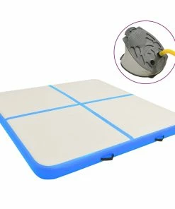 Inflatable Gymnastics Mat With Pump 200x200x20 Cm PVC Blue