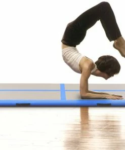 Inflatable Gymnastics Mat With Pump 500x100x10 Cm PVC Blue 9 Inflatable Gymnastics Mat With Pump 500x100x10 Cm PVC Blue -rockbros-shop Inflatable Gymnastics Mat with Pump 500x100x10 cm PVC Blue 432631 1