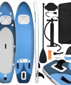 Inflatable Stand Up Paddle Board Set Sea Blue 300x76x10 Cm
