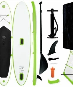 Inflatable Stand Up Paddleboard With Sail Set Green And White