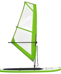 Inflatable Stand Up Paddleboard With Sail Set Green And White -rockbros-shop Inflatable Stand Up Paddleboard with Sail Set Green and White 456934 2