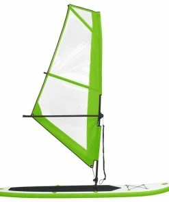 Inflatable Stand Up Paddleboard With Sail Set Green And White -rockbros-shop Inflatable Stand Up Paddleboard with Sail Set Green and White 456934 2