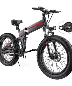 K5F Electric Bike 26*4.0 Inch Fat Tire, 500W Motor 35Km/h Max Speed, 48V 10Ah Battery, Disc Brake, 120kg Load - Black & Red