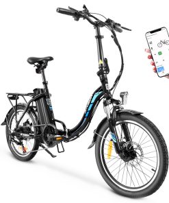 KAISDA K7 Folding Electric Moped Bike 20*1.95 Inch Tire 350W Motor 25-28Km/h Max Speed Mountain Bicycle SHIMANO 21-Speed APP Control - Black