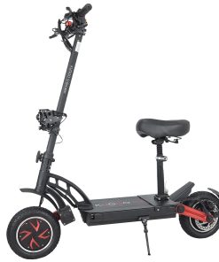 KUGOO G-Booster Folding Electric Scooter 10 Inch Tires 2*800W Dual Motors 3 Speed Modes Max 55Km/h Speed 48V 23AH Battery For 85KM Range Max Load 120KG Dual Disc Brakes With Seat - Black -rockbros-shop KUGOO G Booster Electric Scooter 10 Tire 519363 1