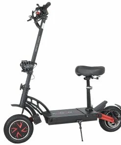 KUGOO G-Booster Folding Electric Scooter 10 Inch Tires 2*800W Dual Motors 3 Speed Modes Max 55Km/h Speed 48V 23AH Battery For 85KM Range Max Load 120KG Dual Disc Brakes With Seat - Black -rockbros-shop KUGOO G Booster Electric Scooter 10 Tire 519363 1