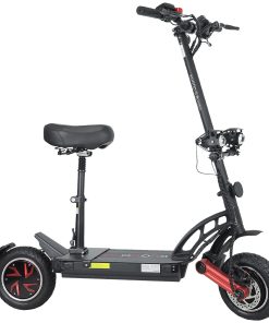 KUGOO G-Booster Folding Electric Scooter 10 Inch Tires 2*800W Dual Motors 3 Speed Modes Max 55Km/h Speed 48V 23AH Battery For 85KM Range Max Load 120KG Dual Disc Brakes With Seat - Black -rockbros-shop KUGOO G Booster Electric Scooter 10 Tire 519363 2