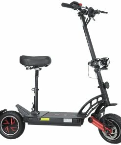 KUGOO G-Booster Folding Electric Scooter 10 Inch Tires 2*800W Dual Motors 3 Speed Modes Max 55Km/h Speed 48V 23AH Battery For 85KM Range Max Load 120KG Dual Disc Brakes With Seat - Black -rockbros-shop KUGOO G Booster Electric Scooter 10 Tire 519363 2