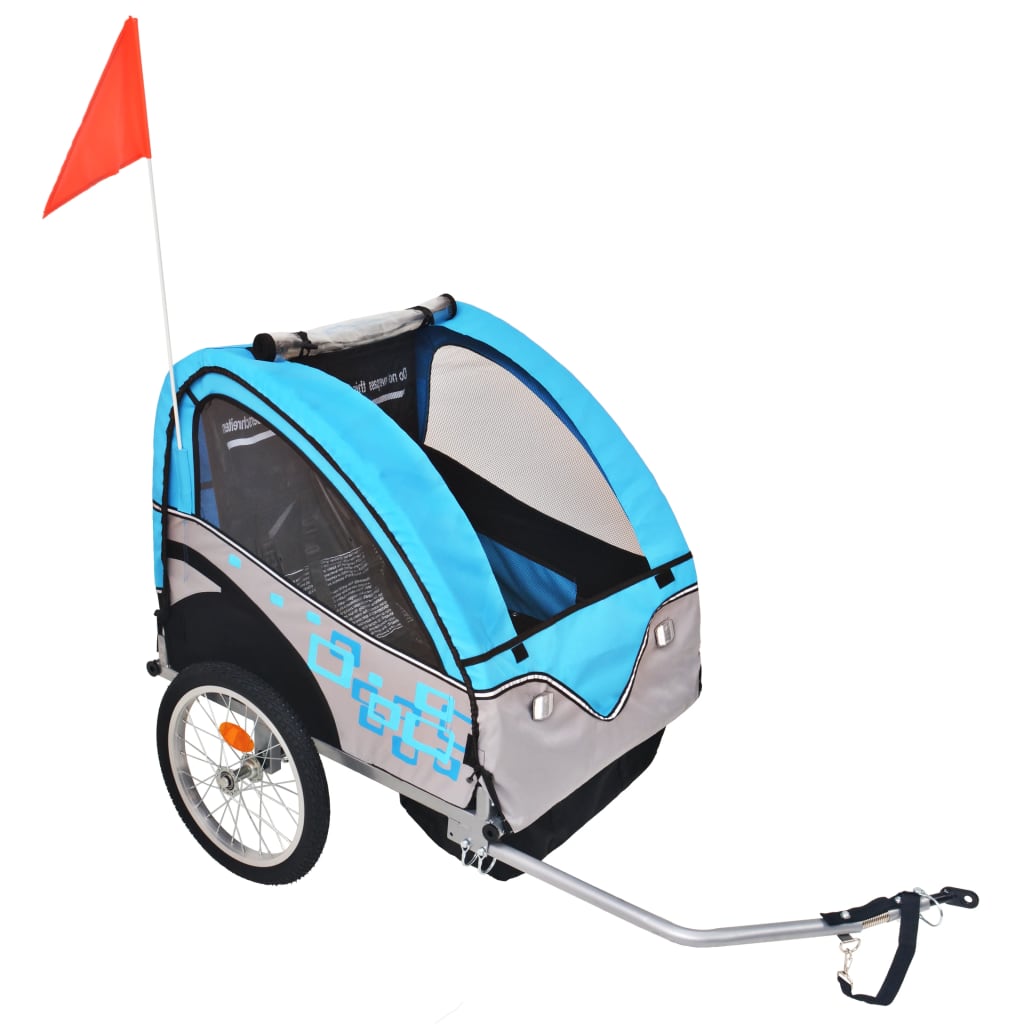 Kids' Bicycle Trailer Grey and Blue 30 kg Kids' Bicycle Trailer Grey And Blue 30 Kg -rockbros-shop Kids Bicycle Trailer Grey and Blue 30 kg 432628 0