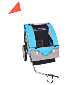Kids' Bicycle Trailer Grey And Blue 30 Kg 3 Kids' Bicycle Trailer Grey And Blue 30 Kg -rockbros-shop Kids Bicycle Trailer Grey and Blue 30 kg 432628 1