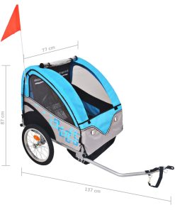 Kids' Bicycle Trailer Grey And Blue 30 Kg 7 Kids' Bicycle Trailer Grey And Blue 30 Kg -rockbros-shop Kids Bicycle Trailer Grey and Blue 30 kg 432628 5