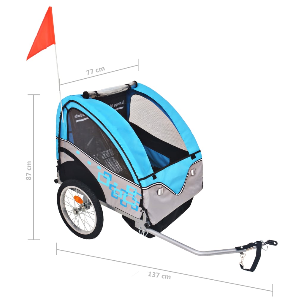 Kids' Bicycle Trailer Grey and Blue 30 kg Kids' Bicycle Trailer Grey And Blue 30 Kg -rockbros-shop Kids Bicycle Trailer Grey and Blue 30 kg 432628 5