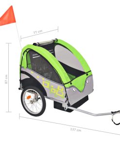 Kids' Bicycle Trailer Grey And Green 30 Kg -rockbros-shop Kids Bicycle Trailer Grey and Green 30 kg 432993 5