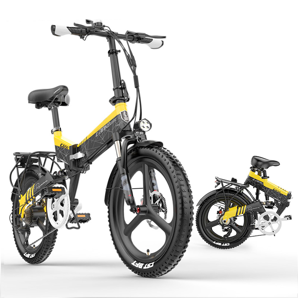 LANKELEISI G650 Electric Folding Bike 400W Motor 14.5Ah Battery 20 inch Tire for Commuting - Yellow LANKELEISI G650 Electric Folding Bike 400W Motor 14.5Ah Battery 20 Inch Tire For Commuting - Yellow -rockbros-shop LANKELEISI G650 Electric Folding Bike 400W Motor Yellow 507642 3
