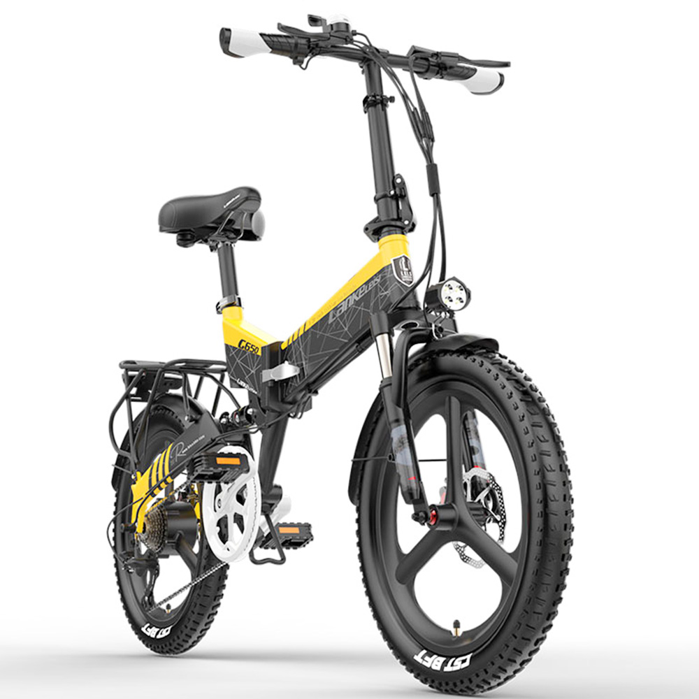 LANKELEISI G650 Electric Folding Bike 400W Motor 14.5Ah Battery 20 inch Tire for Commuting - Yellow LANKELEISI G650 Electric Folding Bike 400W Motor 14.5Ah Battery 20 Inch Tire For Commuting - Yellow -rockbros-shop LANKELEISI G650 Electric Folding Bike 400W Motor Yellow 507642 4