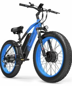 LANKELEISI MG740 PLUS Electric Bike 26*4.0'' Tires 1000W*2 Dual Motor 20Ah Battery 49km/h Max Speed - Black & Blue -rockbros-shop LANKELEISI MG740 PLUS Electric Bike Black Blue 519177 2