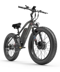 LANKELEISI MG740 PLUS Electric Bike 26*4.0'' Tires 1000W*2 Dual Motor 20Ah Battery 49km/h Max Speed - Black & Grey -rockbros-shop LANKELEISI MG740 PLUS Electric Bike Black Grey 516946 2