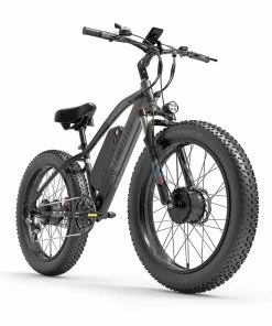 LANKELEISI MG740 PLUS Electric Bike 26*4.0'' Tires 1000W*2 Dual Motor 20Ah Battery 49km/h Max Speed - Black & Grey -rockbros-shop LANKELEISI MG740 PLUS Electric Bike Black Grey 516946 2